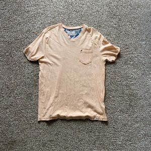 Orange/Floral Men's T Shirt with Front Pocket